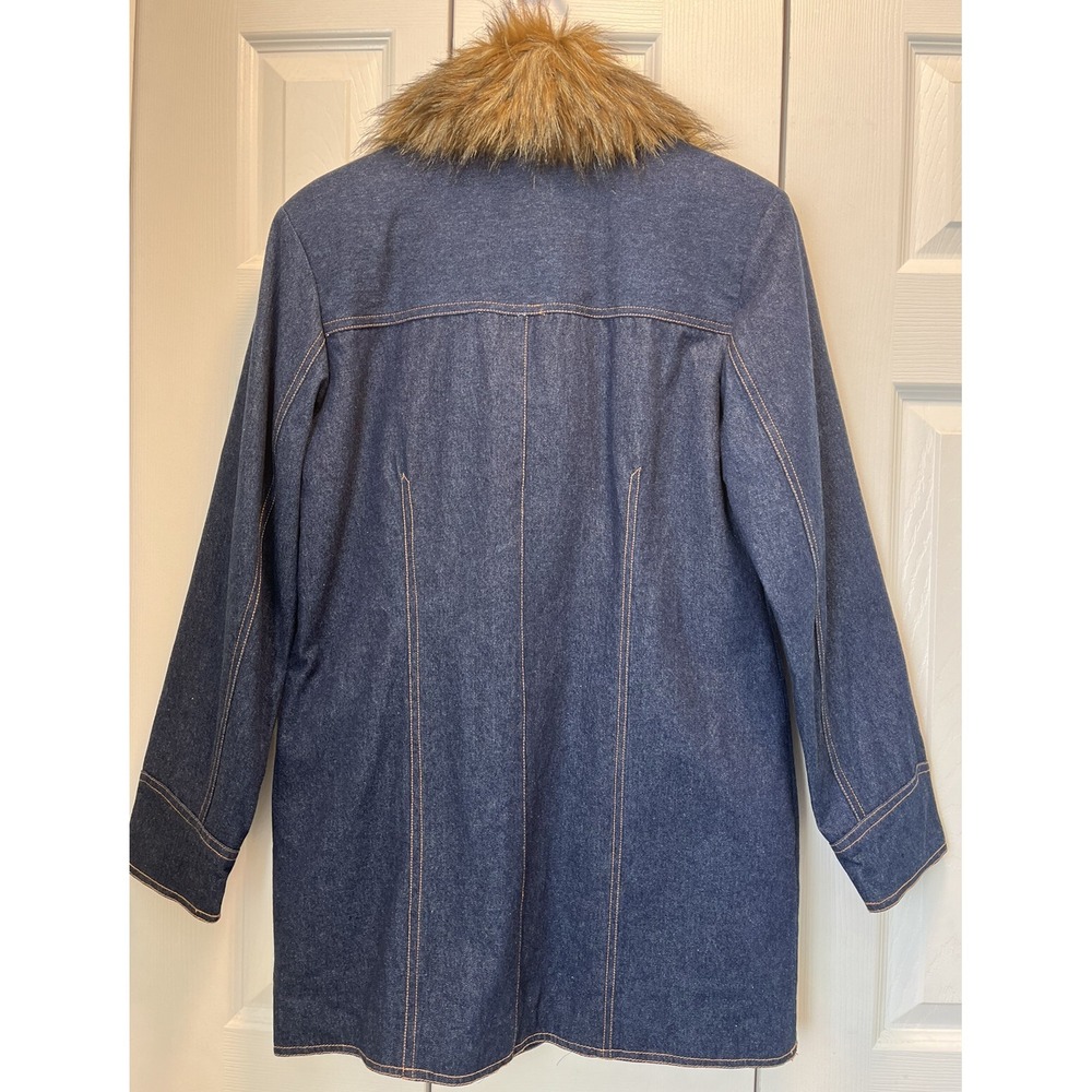 Vintage 80s Terry Lewis Denim Faux Trim Button Up Womens Blazer Jacket Size S - Picture 9 of 11